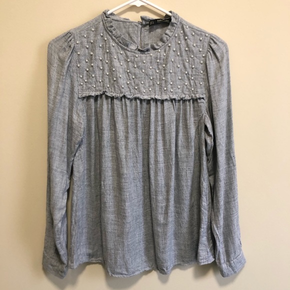 Zara Tops - ZARA | Beaded blouse, size small